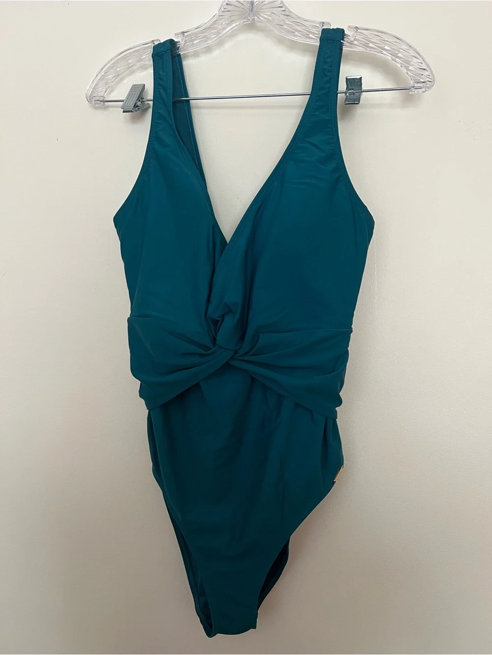 Nicole Miller Teal Twist-Front One-Piece Swimsuit